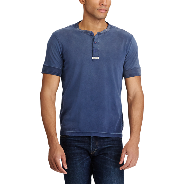 Dark Cobalt Cotton Jersey Henley Shirt Big & Tall 3