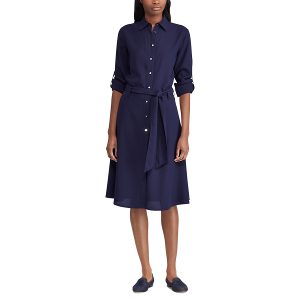 Navy Fit-and-Flare Shirtdress Lauren 2