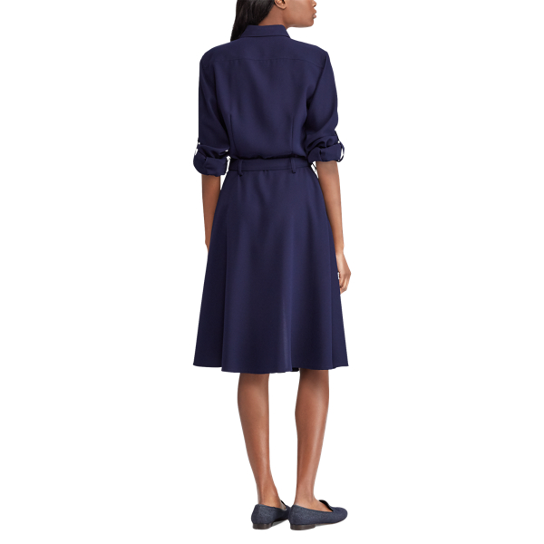 Navy Fit-and-Flare Shirtdress Lauren 3