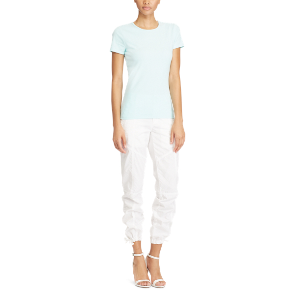 Light Aquamarine Knit Stretch Cotton Tee Lauren 2