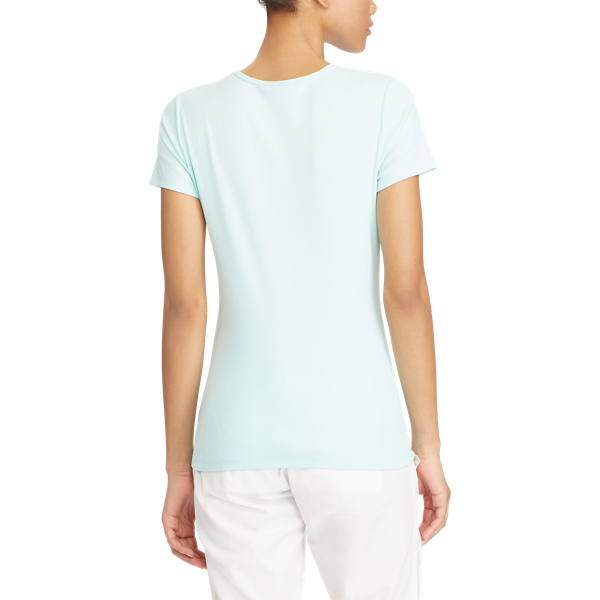 Light Aquamarine Knit Stretch Cotton Tee Lauren 4