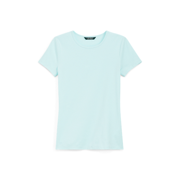 Light Aquamarine Knit Stretch Cotton Tee Lauren 1