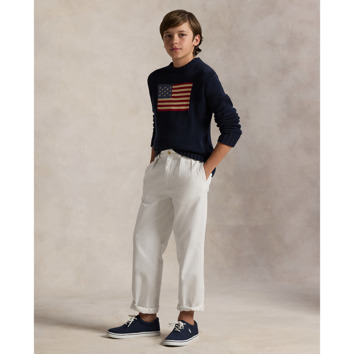 Детский свитер Ralph Lauren The Iconic Flag, цвет: Тёмно-зелёный тёмно-синий — фото 2