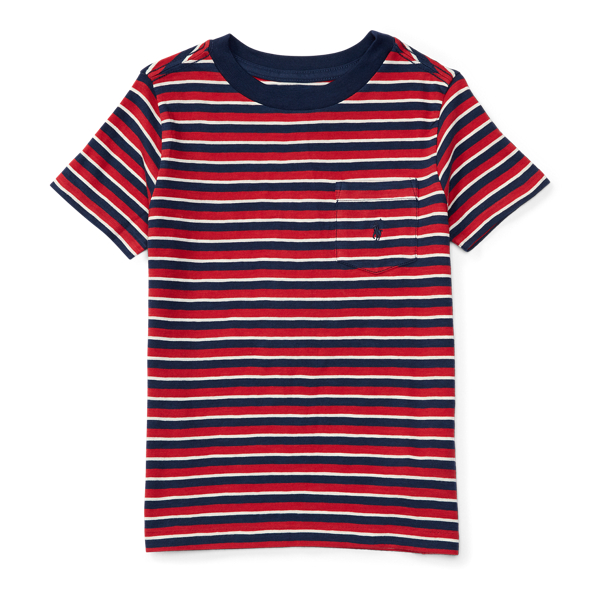 Sunrise Red Multi Striped Cotton Pocket Tee Boys 2-7 1