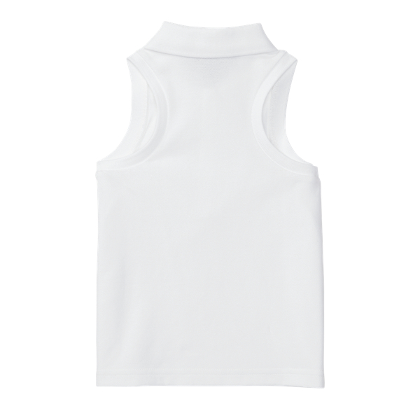 White Stretch Sleeveless Polo Shirt Girls 2-6x 2