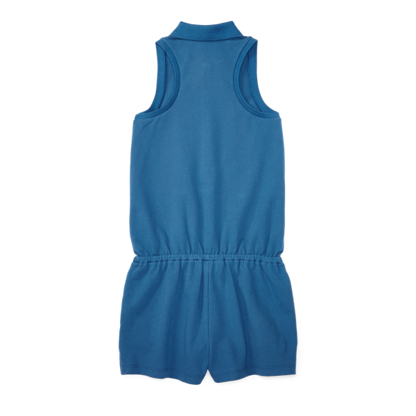 Indigo Blue Stretch Cotton Polo Romper Girls 7-16 2