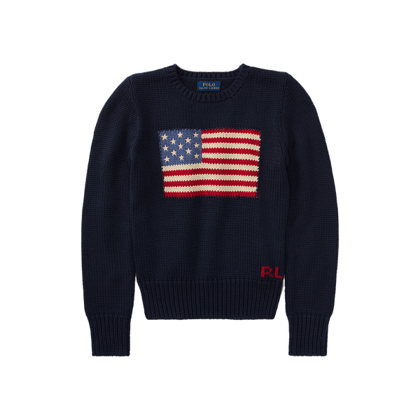 Flag Cotton Crewneck Jumper for Girls Ralph Lauren UK