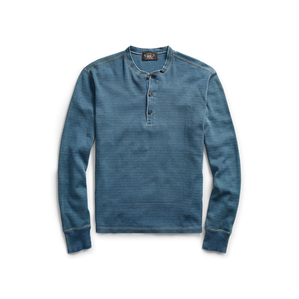 Indigo Jacquard-Knit Henley