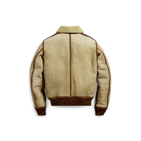 Cream Leather-Trim Shearling Jacket RRL 2