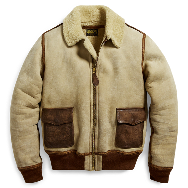 Leather-Trim Shearling Jacket