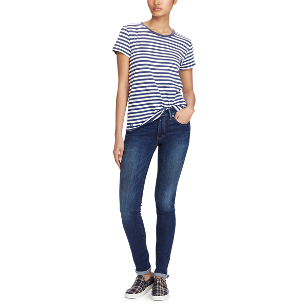 Navy/Cream Striped Cotton Jersey T-Shirt Polo Ralph Lauren 3