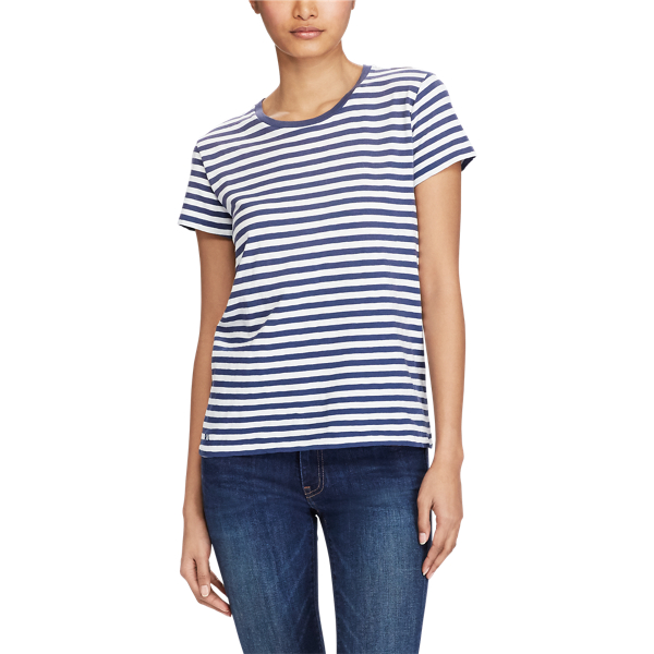 Navy/Cream Striped Cotton Jersey T-Shirt Polo Ralph Lauren 4