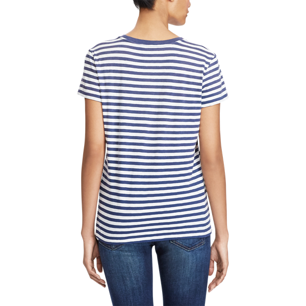Navy/Cream Striped Cotton Jersey T-Shirt Polo Ralph Lauren 5