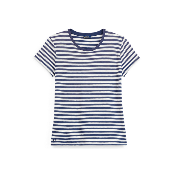 Navy/Cream Striped Cotton Jersey T-Shirt Polo Ralph Lauren 2