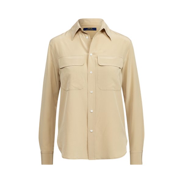 Silk Crepe Button-Down Shirt Polo Ralph Lauren 1