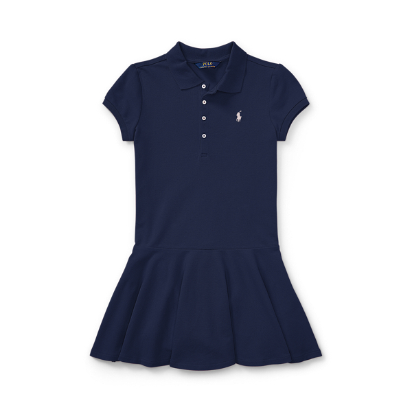 Refined Navy Stretch Mesh Polo Dress Girls 7-16 for back to school 1