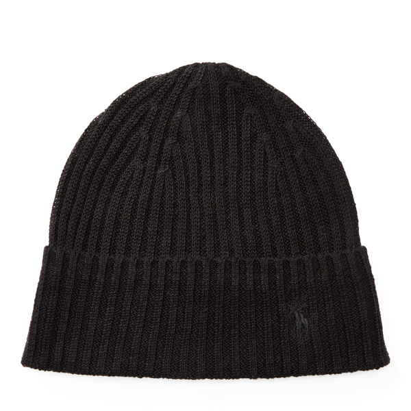 Polo Black Ribbed Linen Beanie Polo Ralph Lauren 1