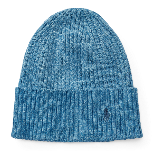 Light Indigo Rib-Knit Cotton Hat Polo Ralph Lauren 1