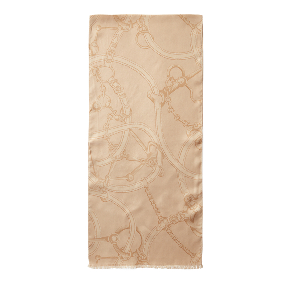Antique Ivory Ramona Bridle-Print Silk Scarf Lauren 2