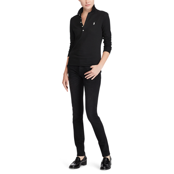 Polo cintr&eacute; en coton stretch Polo Ralph Lauren en Black 3