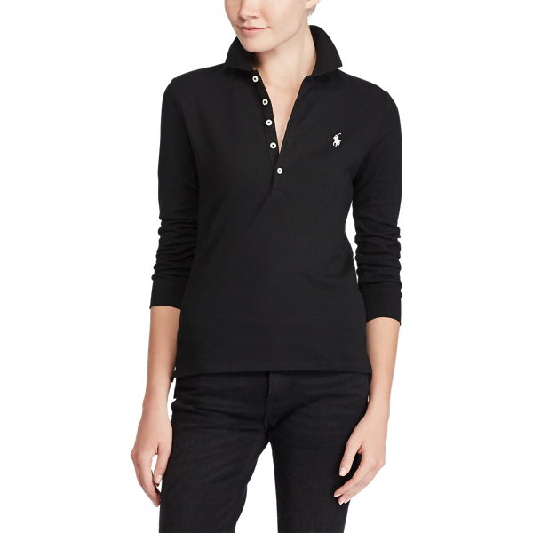 Polo cintr&eacute; en coton stretch Polo Ralph Lauren en Black 4