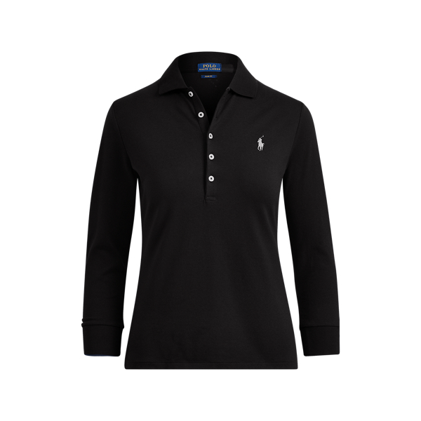 Polo cintr&eacute; en coton stretch Polo Ralph Lauren en Black 2