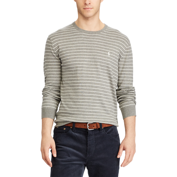 Grey Heather/Herbal Striped Cotton Sweater Polo Ralph Lauren 3