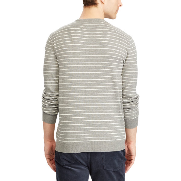 Grey Heather/Herbal Striped Cotton Sweater Polo Ralph Lauren 4