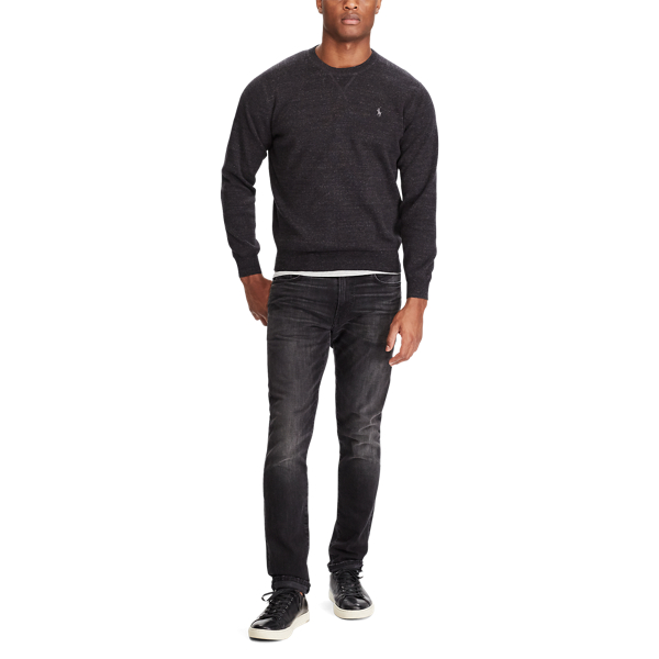 Polo Black Heather Cotton Crewneck Sweater Polo Ralph Lauren 2