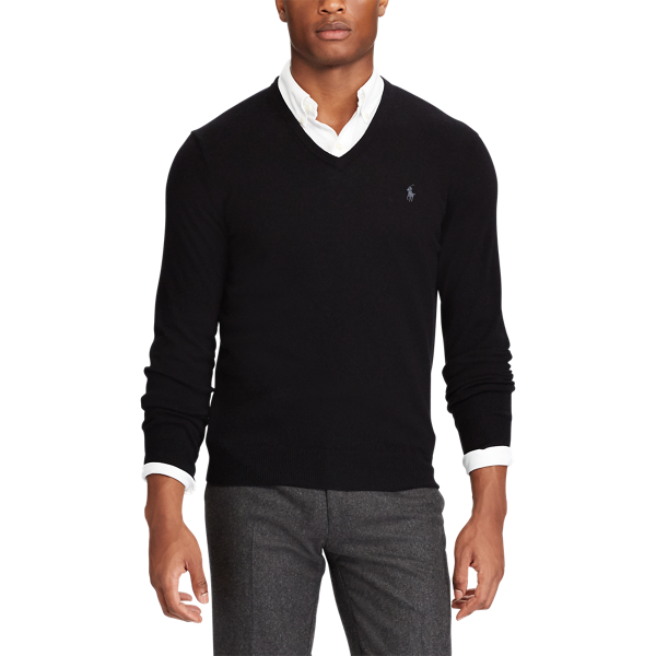 Wollpullover mit V-Ausschnitt Polo Ralph Lauren in Black 4