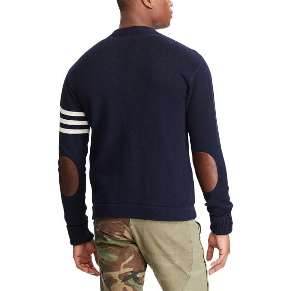 Navy W/ Grey Stripe The Iconic Collegiate Cardigan Polo Ralph Lauren 5