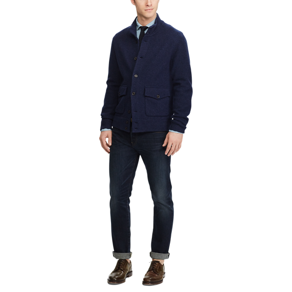 Medieval Blue Heather Wool-Blend Skeet Cardigan Polo Ralph Lauren 3