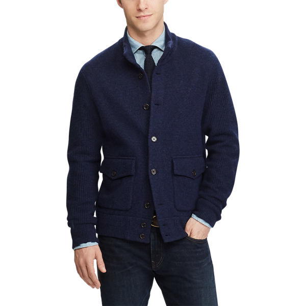 Medieval Blue Heather Wool-Blend Skeet Cardigan Polo Ralph Lauren 4