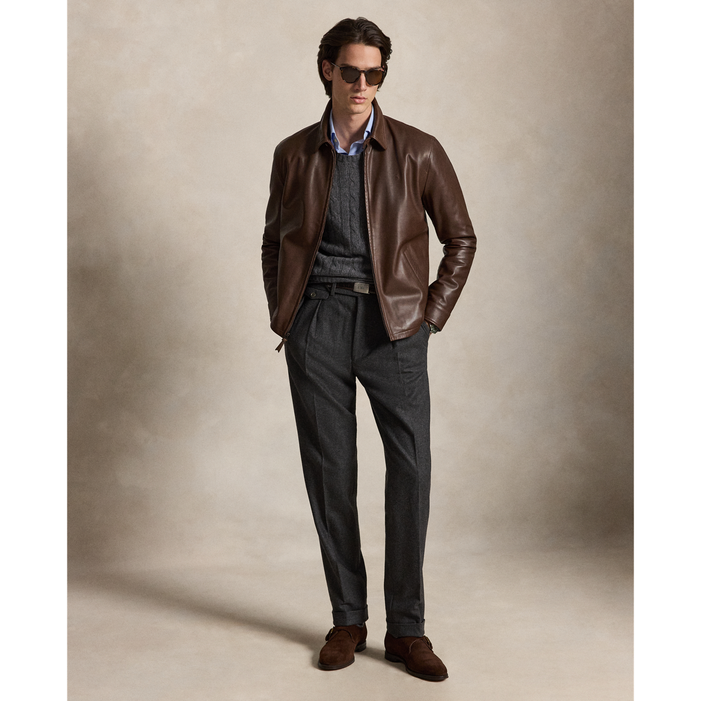 Мужская куртка Polo Ralph Lauren The Bayville Leather, цвет: Коричневый — фото 1