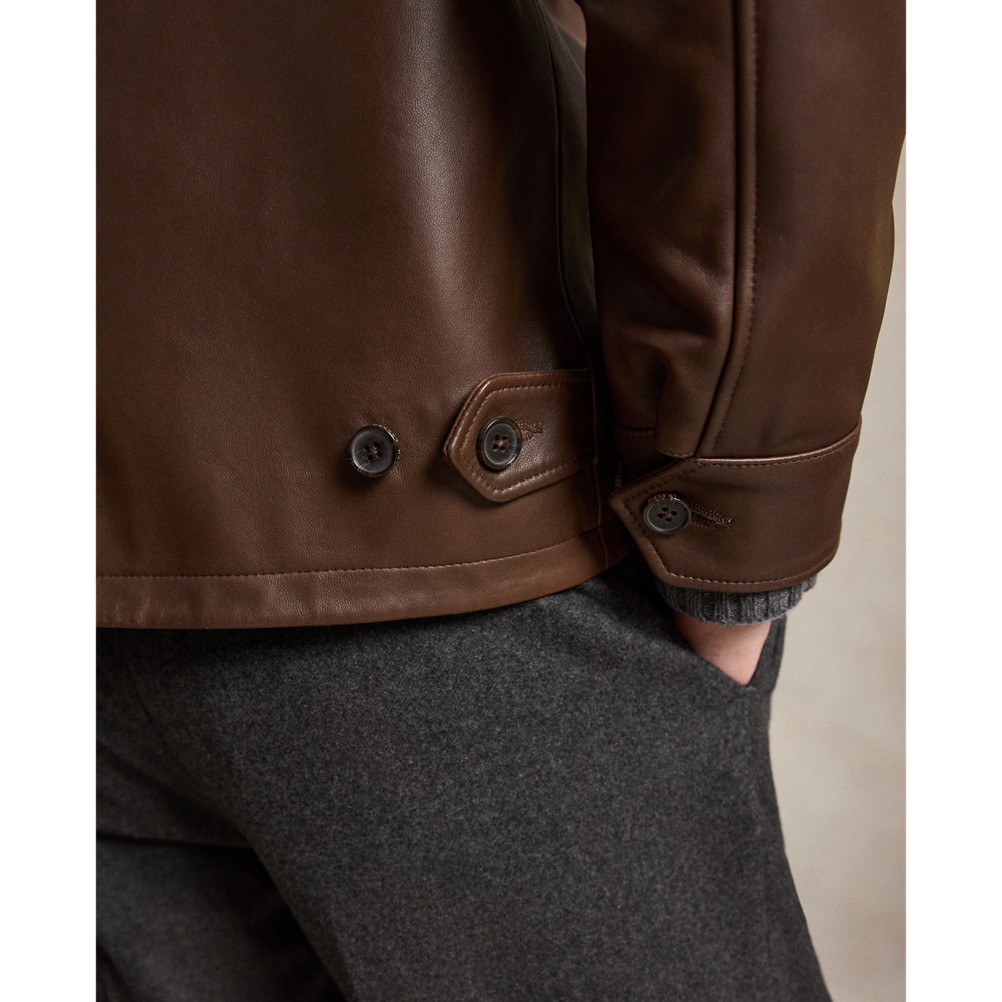 Мужская куртка Polo Ralph Lauren The Bayville Leather, цвет: Коричневый — фото 4