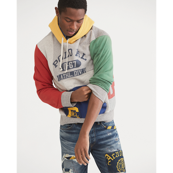 New retailer 3XBIG Polo Ralph Lauren Patchwork Hoodie Multi Color Sweatshirt