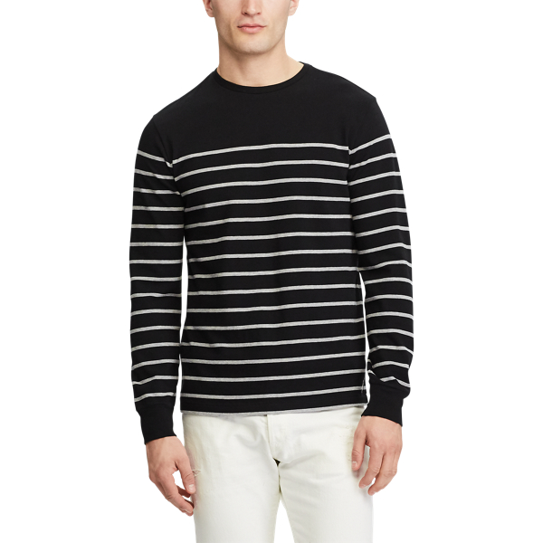 Black/Andover Heather Striped Cotton Jersey Pullover Polo Ralph Lauren 3