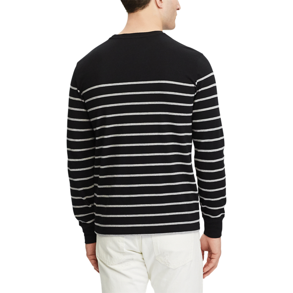 Black/Andover Heather Striped Cotton Jersey Pullover Polo Ralph Lauren 4