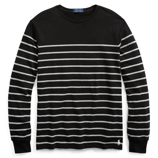 Black/Andover Heather Striped Cotton Jersey Pullover Polo Ralph Lauren 1