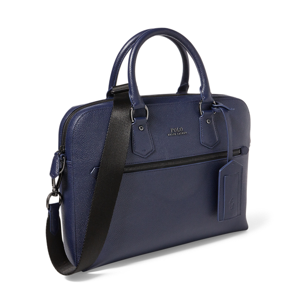 Pebbled Leather Briefcase Polo Ralph Lauren in Blue 3