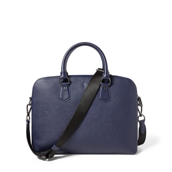 Pebbled Leather Briefcase Polo Ralph Lauren in Blue 4
