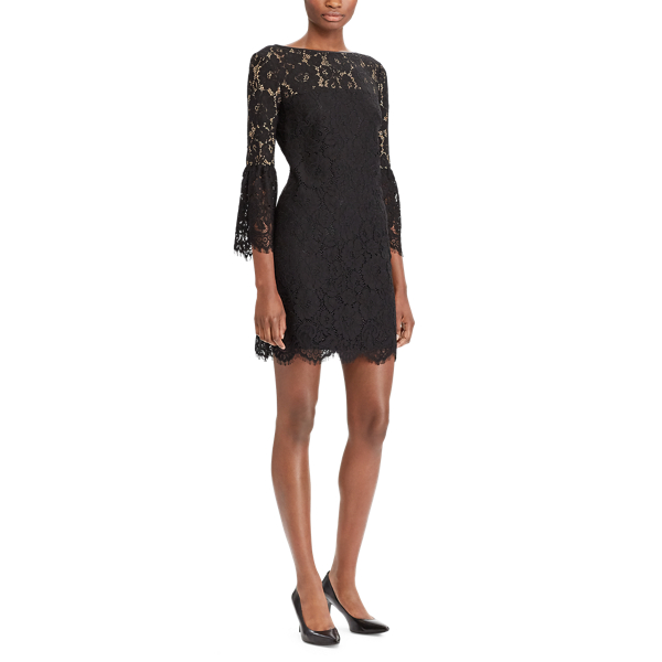 Black-wheat Bell-Sleeve Lace Dress Lauren 2
