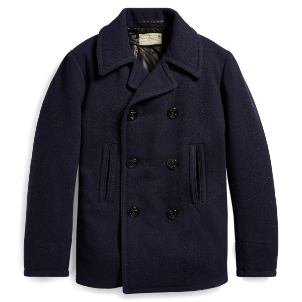 Wool Blend Melton Peacoat for Men Ralph Lauren IE