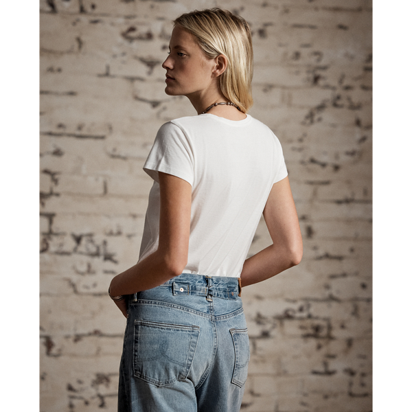 White Cotton Jersey Crewneck T-Shirt RRL 4