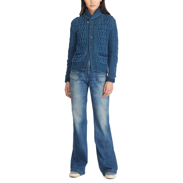 Indigo Indigo Cotton Shawl Cardigan RRL 3