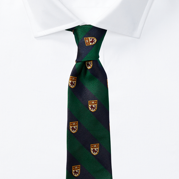 Navy/Green Striped Silk Narrow Club Tie Polo Ralph Lauren 2