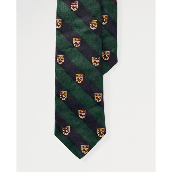 Navy/Green Striped Silk Narrow Club Tie Polo Ralph Lauren 4