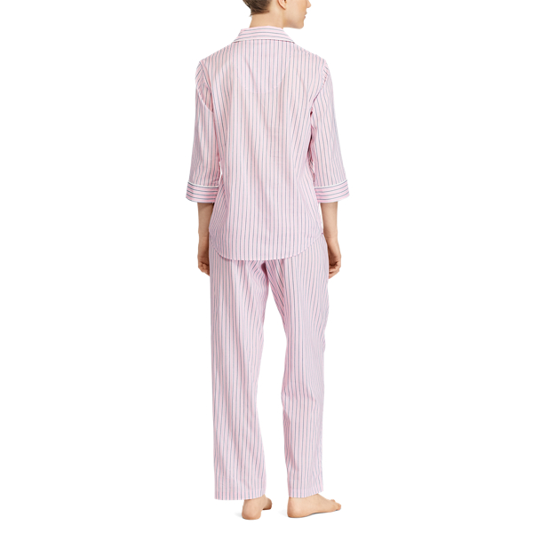 Pink/Navy/White Stripe Cotton-Blend-Lawn Sleep Set Lauren 3