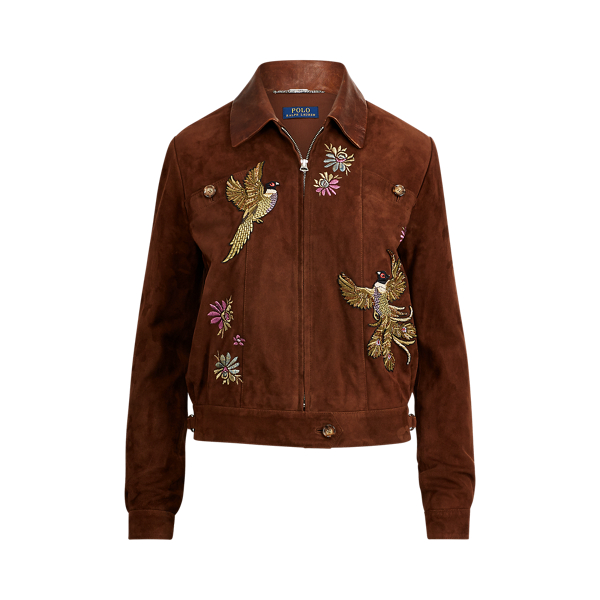 Embroidered Suede Jacket for Women Ralph Lauren PA