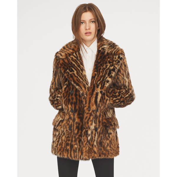 Ocelot Print Faux Fur Peacoat